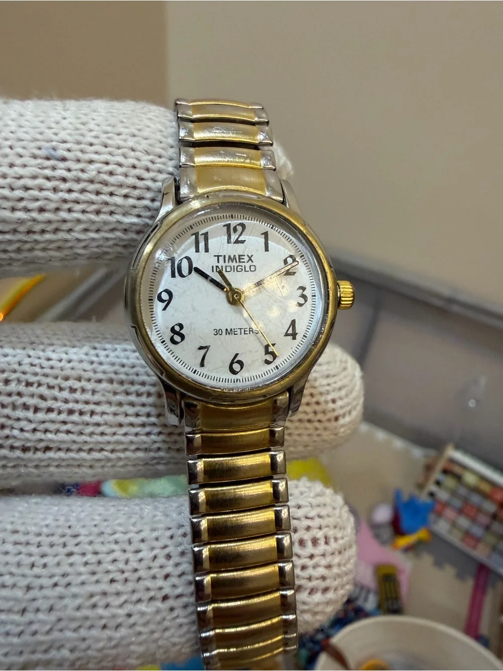 Vintage Timex Indiglo Women's Easy Reader Two-Tone Expansion Band Watch H9